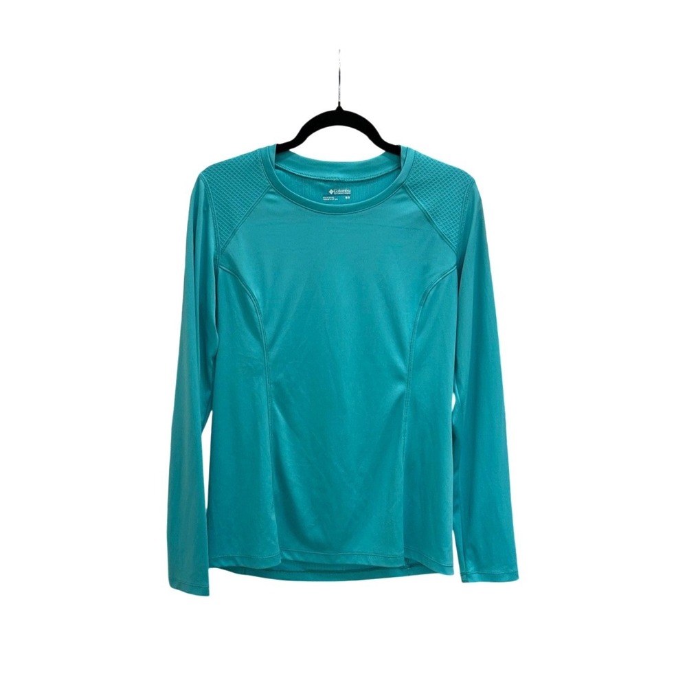 Columbia Freezer Coil Long Sleeve Shirt Womens Medium Teal Blue Active Hiking